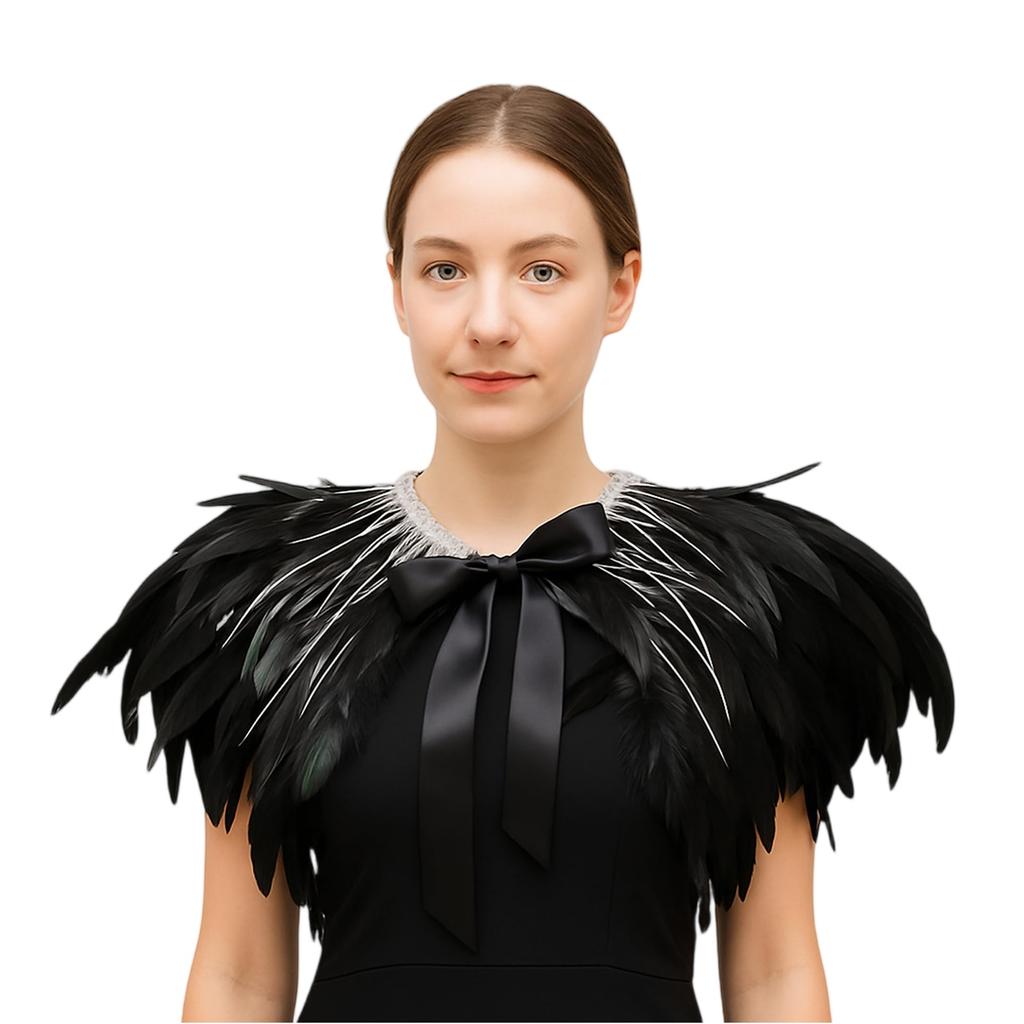 Gothic Feather Shawl Stage Makeup Ball Costume Accessories