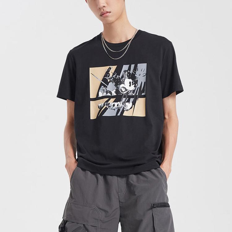 Li Ning Fun Time Mickey Print Short Sleeve T-Shirt Men Tops Black AHSQ527-1