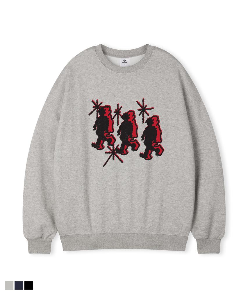 TOPBOY Running Crew Oversized Fleece-Lined Printed Sweatshirt