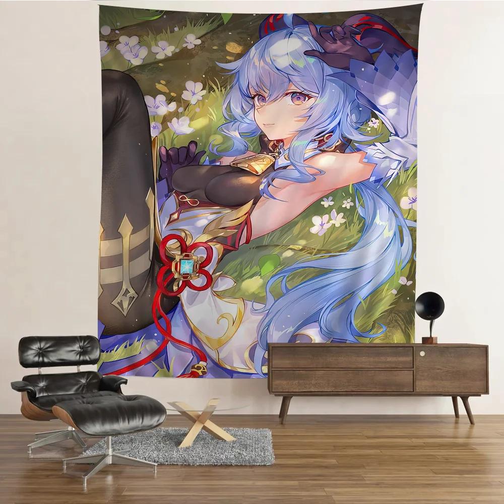 Genshin Impact Ganyu Hanging Bohemian Tapestry Hanging Tarot Hippie Wall Rugs Dorm Japanese Tapestry
