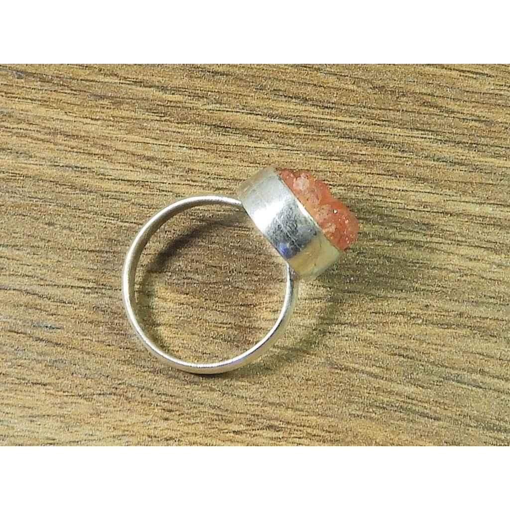 10X14MM Dyed Blue Druzy 925 Sterling Silver Oval Handmade Ring Size US 8 MK-183
