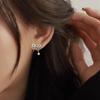 Korean Rhinestone Bow Earrings for Women - Elegant Autumn/Winter Design