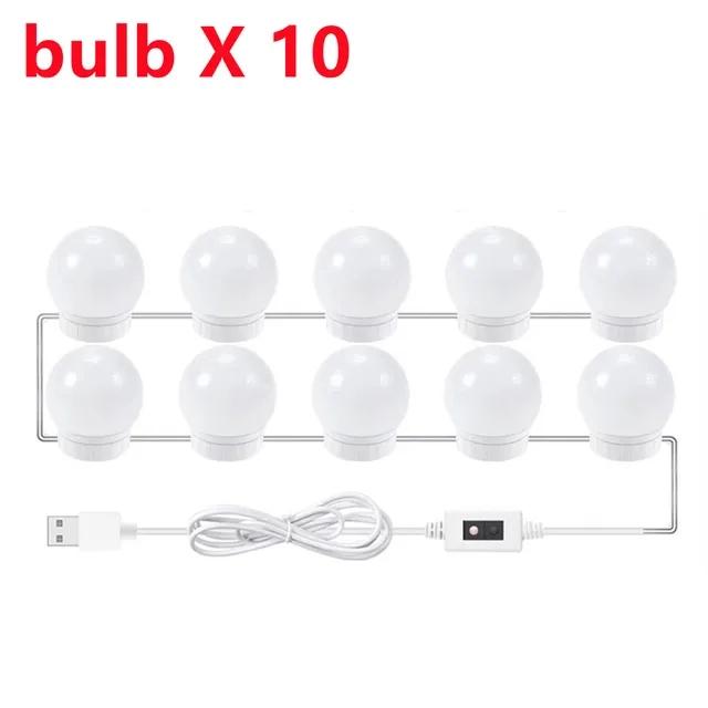 USB Tri-color Dimming Hollywood Mirror Headlamp Mirror Lamp Makeup Mirror Bulb Lamp Headlamp 5V Bathroom Lamp