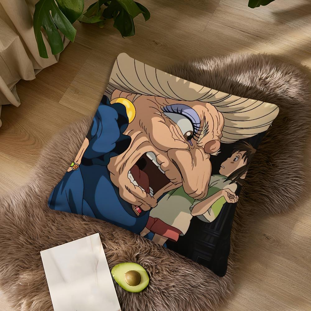 Anime S-Spirited A-Away Kissenbezug Wohnzimmer Akzent Sofa Rückenstütze Quadratisch Lounge Entspannender Nickerchen Begleiter Kissenhülle