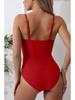 European and American Pleated Solid Color Sexy One-Piece Swimsuit for Women
