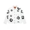 Streetwear Cotton Denim Jacket Pants Set With Floral Print Unisex Fall Outfit