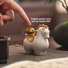 Horse Ornament for Prosperity, Handcrafted Resin Table Décor with Spinnable Gold Ingots and Gourds, Fortunate Feng Shui Present