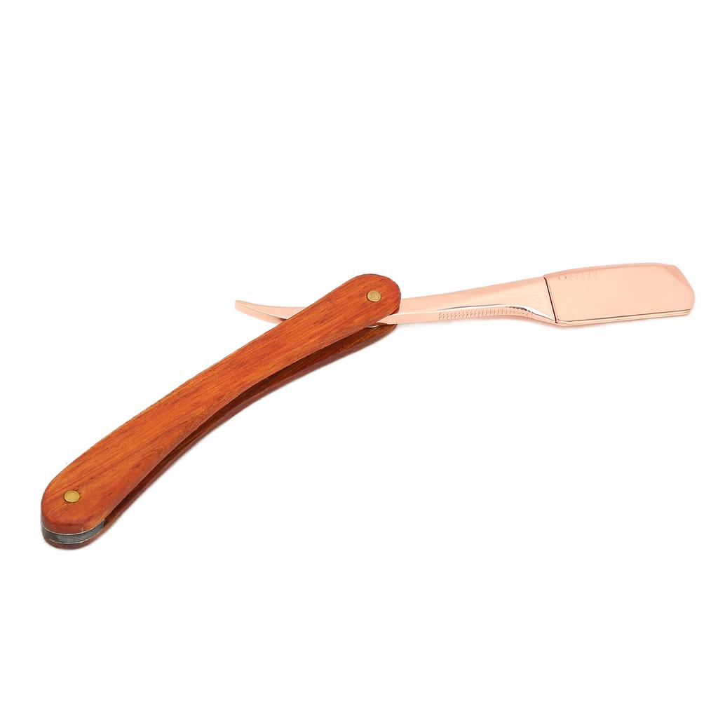 Old Style Straight Razor Rosewood Handle Straight Edge Barber Razor for Men and WomenRose Gold
