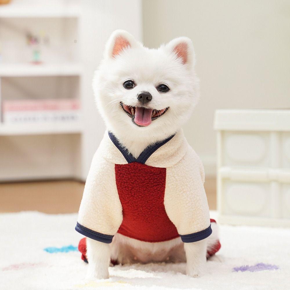 Cartoon Bear Pattern Puppy Harness Coat Warm Pet Coat Hoodie Dog Jumpsuit  for Autumn Winter