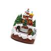 Lighted Musical Christmas Cabin Figurine Music Box with Train Home Decoration 6XDE