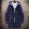 Autumn and Winter New Medium and Long Jacket Men's Fleece Hooded Jacket Casual Versatile Men's Clothes