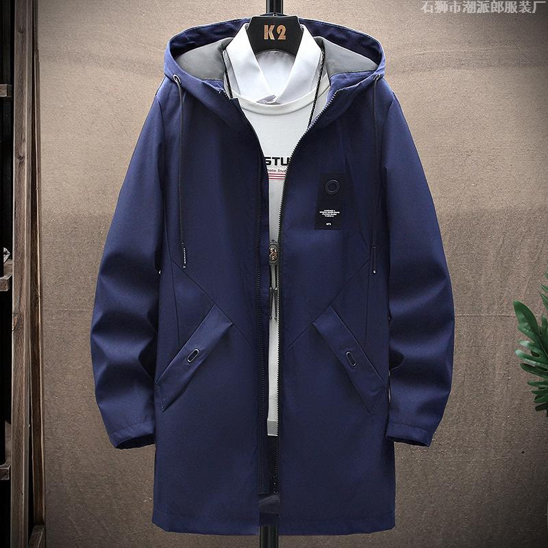 Autumn and Winter New Medium and Long Jacket Men's Fleece Hooded Jacket Casual Versatile Men's Clothes