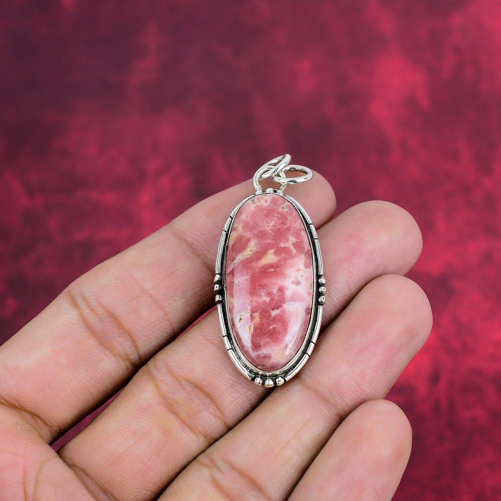 Rhodochrosite Jewelry, 925 Solid Sterling Silver Pendant, Handmade Gemstone Jewelry Pendant, For Memorial Day