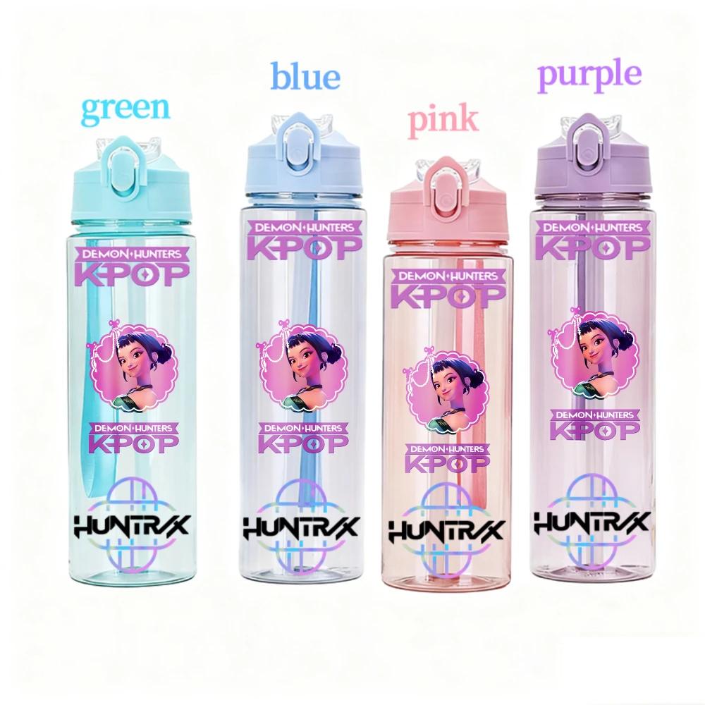 800ML KPOP Demon Hunters Transparent Water Cup Leakproof Shatterproof Anime Fashion Portable Sports Cup designed for Boys and Girls Present