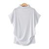 Large Size Women's Half High Collar Bat Sleeve Top Solid Color Polyester Cotton Loose Short Sleeve T-shirt Female