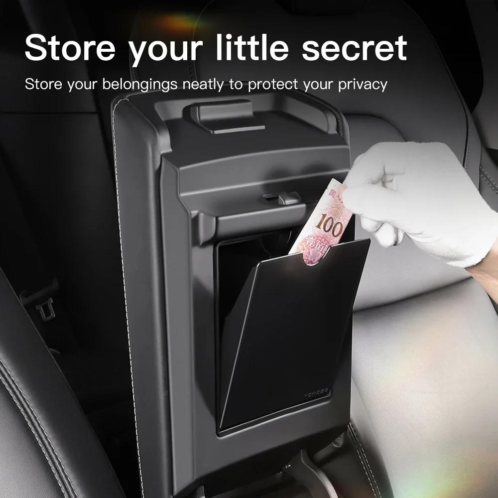 For Tesla Hidden Storage Box Magnetic Center Console Hidden Storage Box For Tesla Model 3 Y Armrest Hidden Organizer Accessory