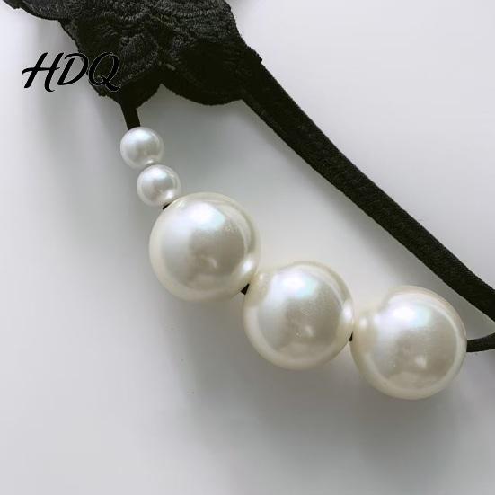 Perizoma Ricamato a Fiore da Donna Sexy Perla Sintetica G-String Perizoma Vita Bassa Floreale Biancheria Intima Erotica con Laccetti Schiena a Y Panty Elastiche Seducenti