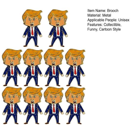 Tecknad President Nål Metallbrosch Pin Pin Accessoar för Emalj Lapel Rolig Figur Män Kvinnor Rock