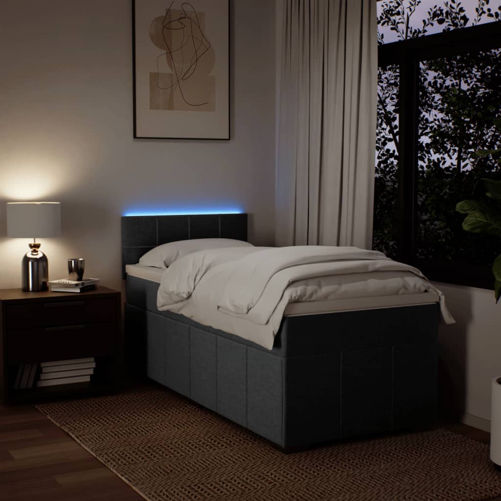 Box Spring Bed with Mattress Dark Gray 80x200 cm Fabric