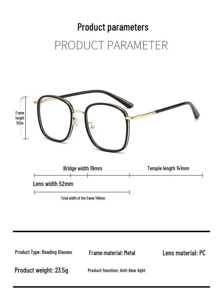 Elegant Anti-Fatigue Women's Reading Glasses - Large Frame, HD Vision, Youthful Look.