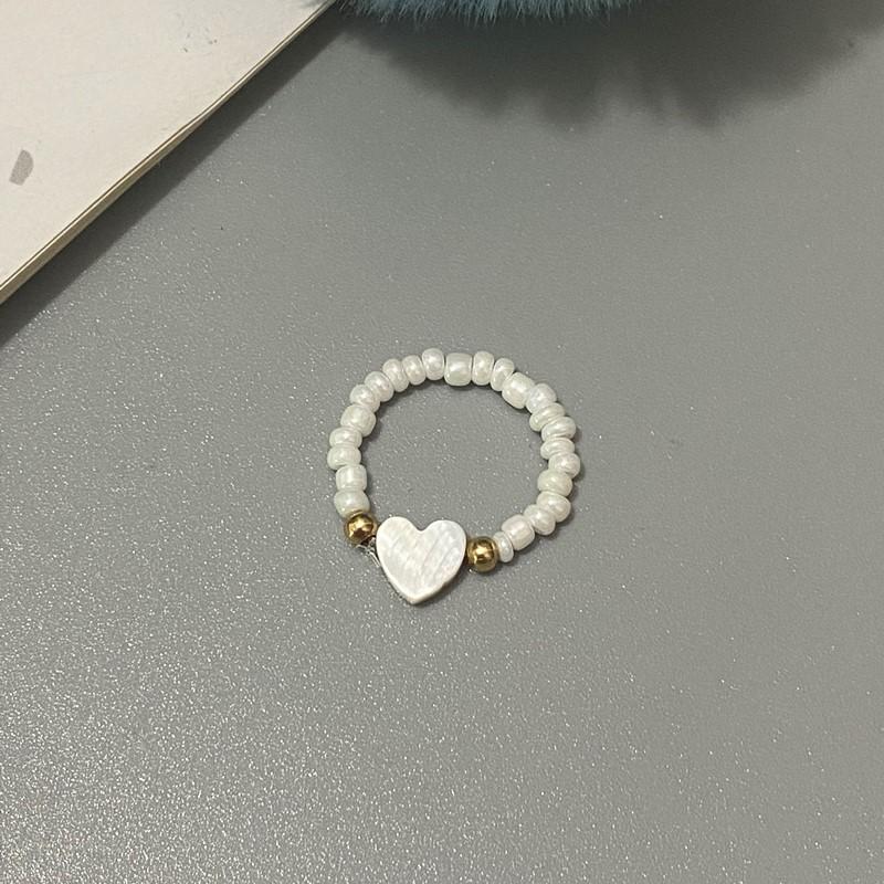 

Fashion Shell Love Heart Star Moon Finger Rings For Women Girls White Glasses Beaded Ring Wedding Party Zircon Gift Wholesale