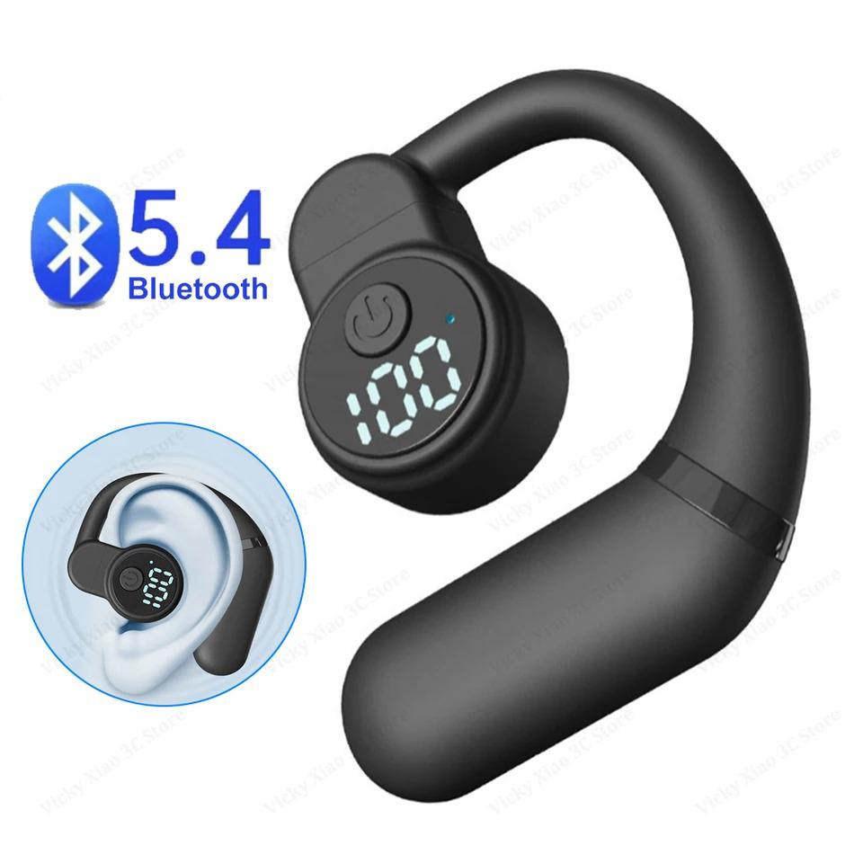 Trådløs Bluetooth 5.4 øretelefon Ørekrok Hodetelefon HiFi Stereo støyreduksjon hodesett 180° rotasjon Justerbar Venstre Høyre Øre Universal øreplugg