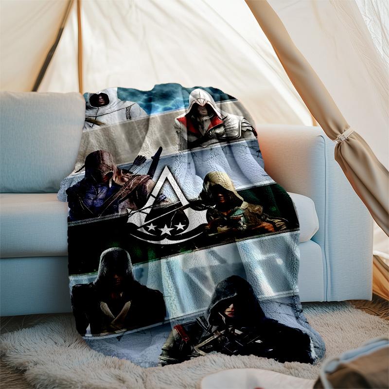 1pc Assassin's Creed Theme Blanket - Digital Print, Polyester, Cozy for All Seasons, Perfect for Outdoor, and Travel