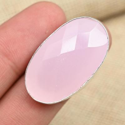Facettierter rosa Chalcedon 925 Sterling Silber handgemachter Ring Damen Geschenk alle Größen