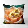 Cute Ducklings Nestled in Orange Lily Pattern Cushions Polyester pillowcase, sofa decorative cushion cov Headboard Pillow
