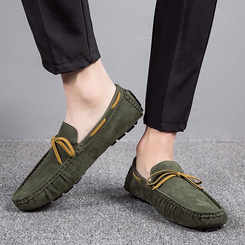 Damen Komfort Flats Casual Slip on Herren Mokassins Loafer Fahrschuhe Unisex Übergröße Wildlederschuhe Grün