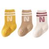 3pairs/lot Infant Boys Striped Socks Cotton Ribbed Stretch Mouthed Babies Boys Short Socks Newborn Toddler Boys Sporty Sock Pack