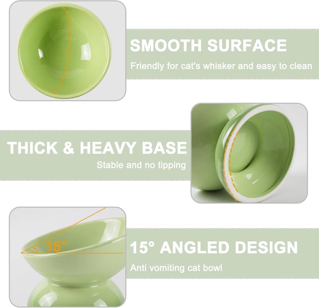 Ceramic Elevated Cat Bowls Tilted Cat Food Bowl Dish Pet Feeder Bowl Dishwasher Microwave Safe