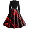 Women's Casual And Fashionable Long Sleeved R-neck Snowflake Print Dress