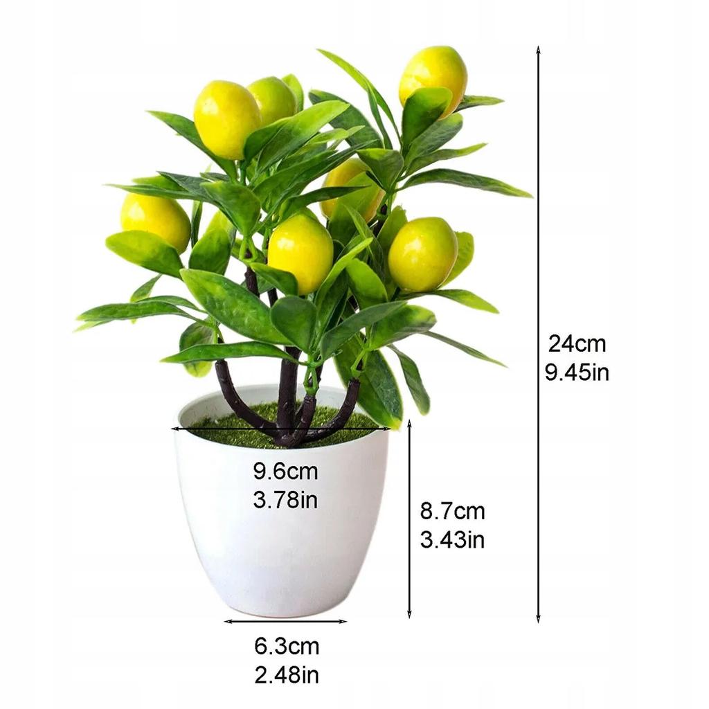 Artificial Lemon Tree Artificial Plant 18X24Cm Nice Bonai Flowerpot