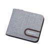 Men's Canvas and Leather Short Wallet with Zipper, Coin Purse, and Multiple Card Slots