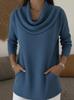 2025 Herbst/Winter Damen Hochhals Langarm Einfarbig Lässiger Pullover mit Taschen