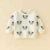 David Bella Half-Velvet Sweater Pullover 2026 Winter Girls' and Boys' Long-Sleeved Warm Panda Knitted Top