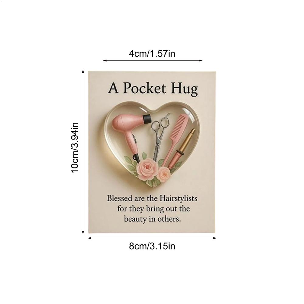 Heart Hug Pocket 2D Heart Shaped Souvenir Appreciation Inspirational Pocket Card for Men Barber Hair Stylist Graduation Birthday