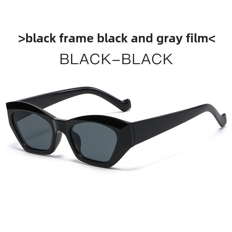 

Винтажные солнцезащитные очки кошачий глаз для женщин, нестандартная маленькая оправа, защита UV400, модные уличные очки чёрный