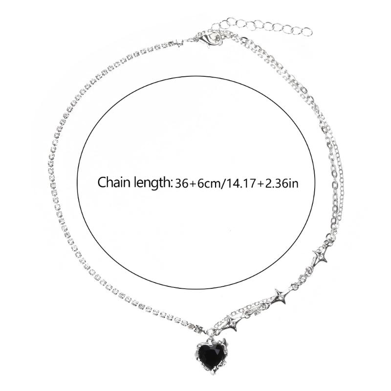 Y2K Accessories Fashion Heart Water Drop Pendant Necklace Crystal Egirl Sweet Cool Clavicle Chain Aesthetic Jewelry
