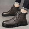 Męskie Buty Jesień Zima Wygodne Wysokie Buty Nowe Modne Męskie Buty Brytyjski Styl Odzież Robocza Skórzane Buty Buty Outdoor