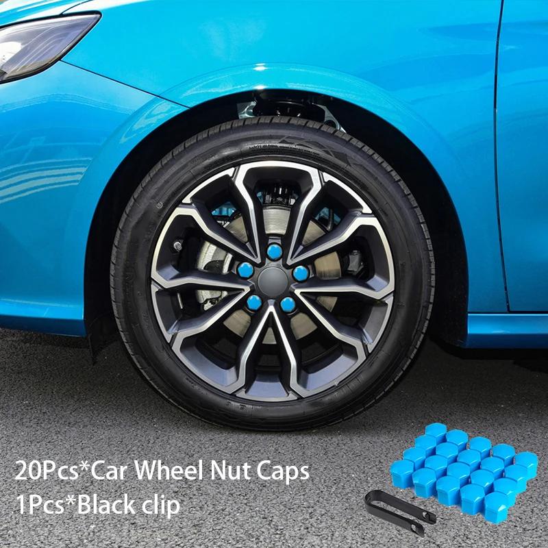 

20 шт. 17/19/21 мм защитные колпачки для гаек колес автомобиля, колпачки для головок болтов колес, колпачки для винтов шин, антикоррозионные автомобильные внешние аксессуары 17mm 20pcs небесно-голубой