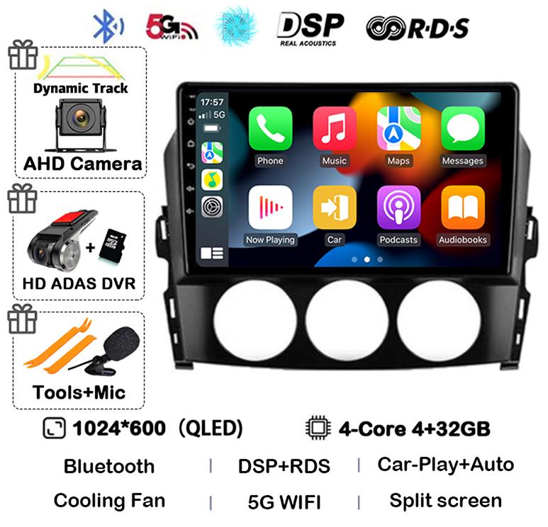 Android 14 Carplay For Mazda MX-5 MX5 III 3 NC Miata 2005-2015 Car Radio Multimedia Stereo Navigation GPS Head Unit Autoradio BT