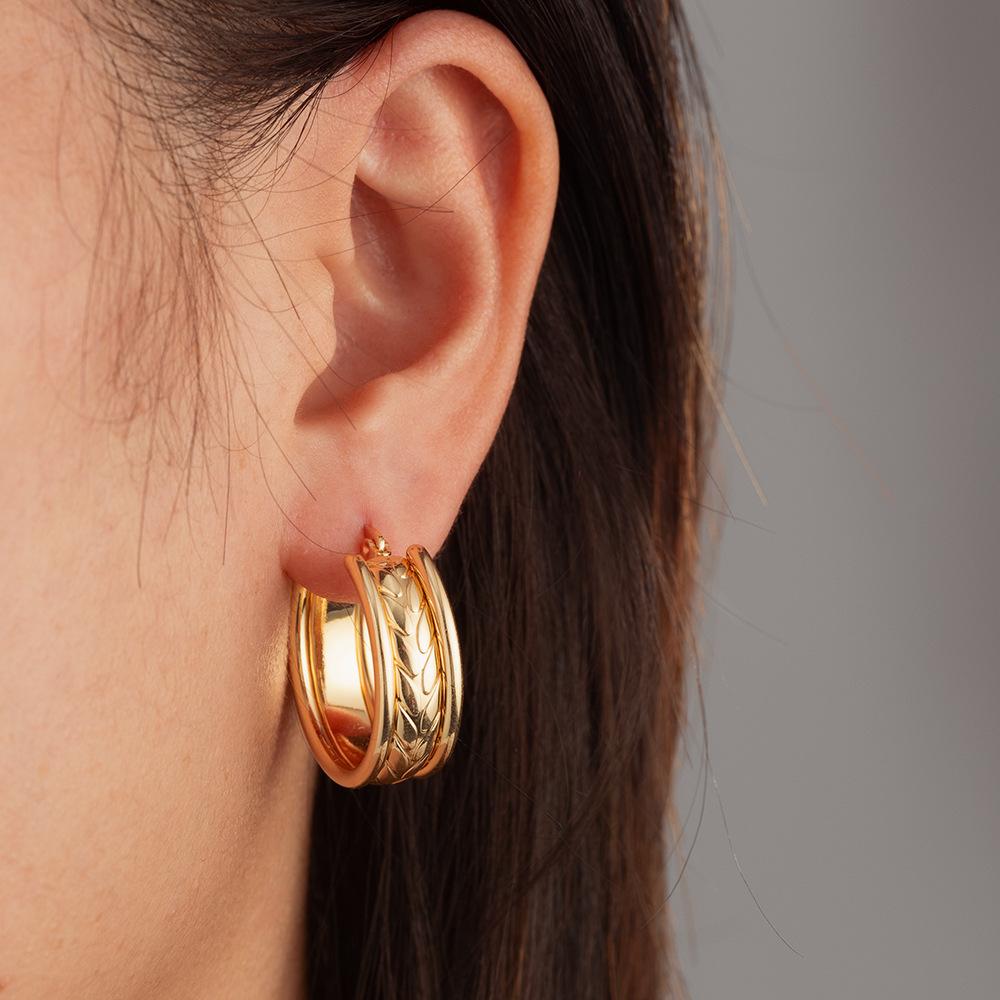 Direct supply multi-layer stainless steel earrings women's trend light luxury versatile earrings plated 18k earrings fashion