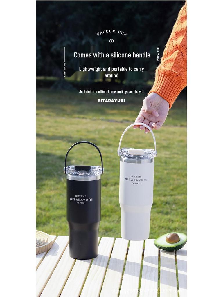 Large Insulated Sports Water Bottle with Double Straw, Ideal for Office, Gym, and Car Use