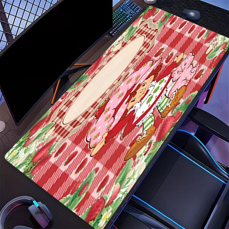 Musemat med jordbærkake-print, for tastaturunderlag, laptop PC-matte for kontor og hjemmebruk, skrivebordsdekorasjon, perfekt bursdagsgave til gamere
