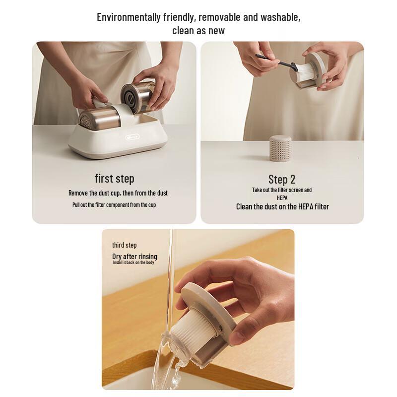 Bear Handheld Dust Mite Vacuum Cleaner with UV Sterilization and Hot Air