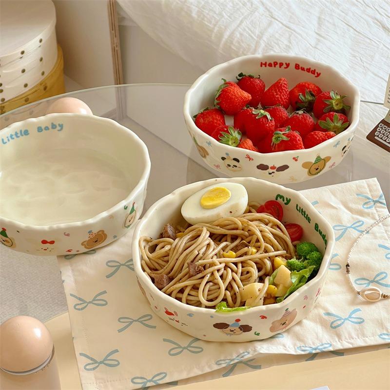 Hand-squeezed Ceramic Deep Plate, Cute Cream-colored Matte Pasta Plate, Salad, Breakfast Plate, Fruit , Vegetable