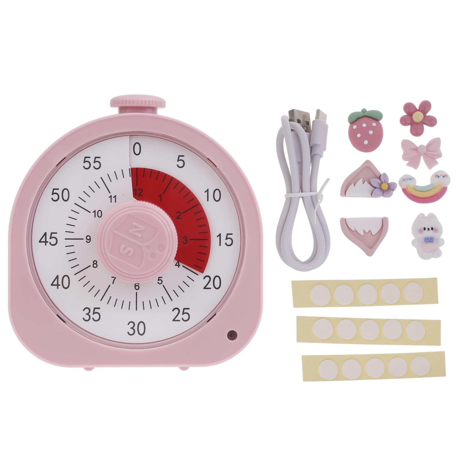 12H/60 Minutes Visual Timer Student Classroom Kitchen Timer Countdown Cooking Management Tools Home Adults Adjustable розовый