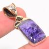 Natural Russian Charoite Two Tone 925 Solid Sterling Silver Pendant 1.50" n2k35